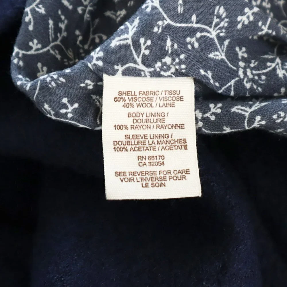 Free People Maxi Military Wool Coat Navy Gray Tweed Button Trim Winter Boho 2 - Picture 6 of 7